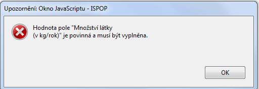 strana formuláře F_IRZ) Příklady výsledků kontrol pro vyplnění povinných polí (viz.