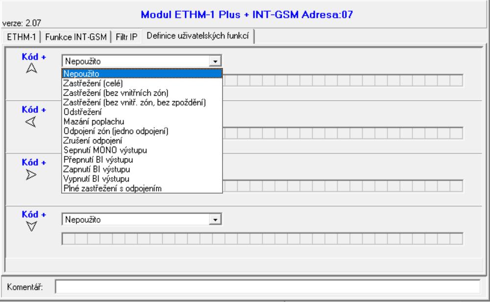 SATEL INT-GSM 23 Obr. 16. Program DLOADX: tabulka Definice uživatelských funkcí. 5.