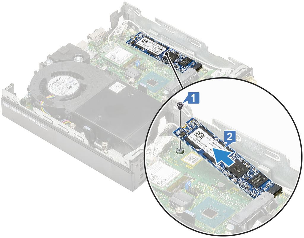 Montáž karty SSD M.2 PCIe O této úloze POZNÁMKA: Pokyny platí také pro disk SSD M.2 SATA. 1. Montáž disku SSD M.2 PCIe: a. Vložte disk SSD M.