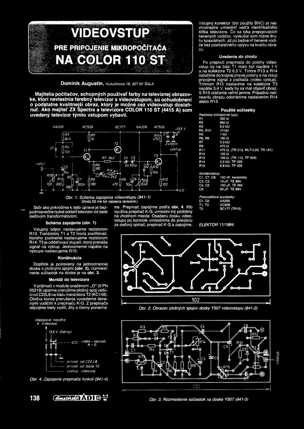 Ako majitel ZX Spectra a televizora COLOR 110 ST (4415 A) som uvedeny televizor tymto vstupom vybavil.