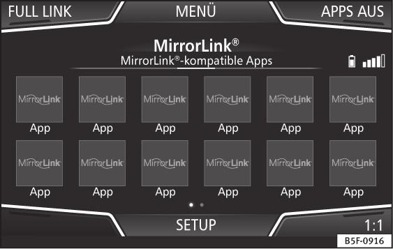 MirrorLink Obr. 17 Funkční tlačítka v přehledu kompatibilních aplikací. Obr. 18 Ostatní funkční tlačítka pro MirrorLink.