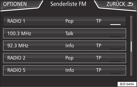 Funkční tlačítka v hlavním menu RADIO 1 PÁSMO VYSÍLAČ RUČNĚ NÁHLED Pro změnu skupiny paměťových tlačítek přejeďte prstem zleva doprava nebo obráceně přes paměťová tlačítka.