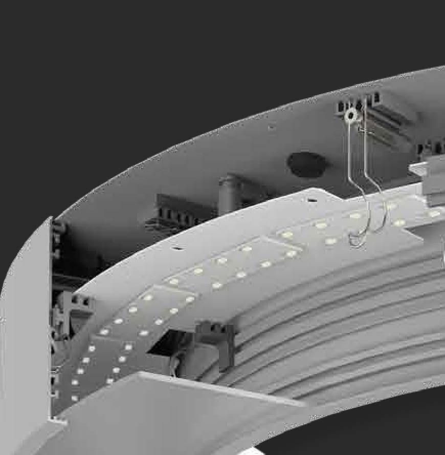 Leistungsvarianten mit einer Farbtemperatur von 3000 K, 4000 K, einem Farbwiedergabeindex von Ra>80 und einer Farbtoleranz MacAdam3 bestückt The luminous flux is regulated by DALI, DSI, PWM, DMX and