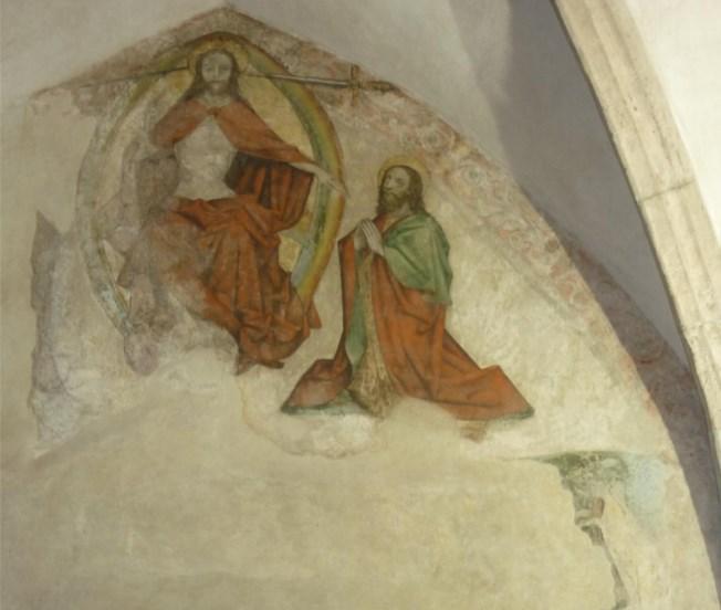 Bolestný Kristus s nástroji umučení, kolem roku 1515, nástěnná malba, secco, 275