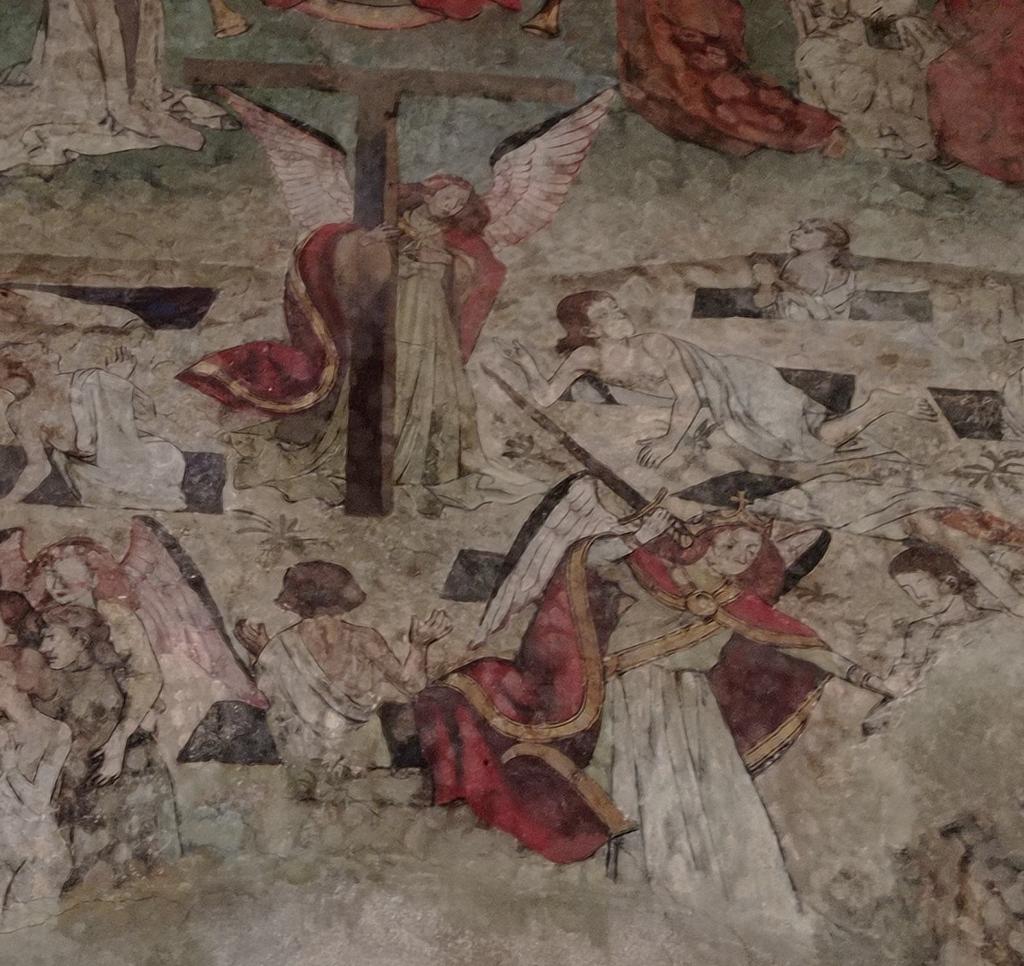 12. Andělé ve středním pásu, detail z Posledního soudu, 1488, nástěnná