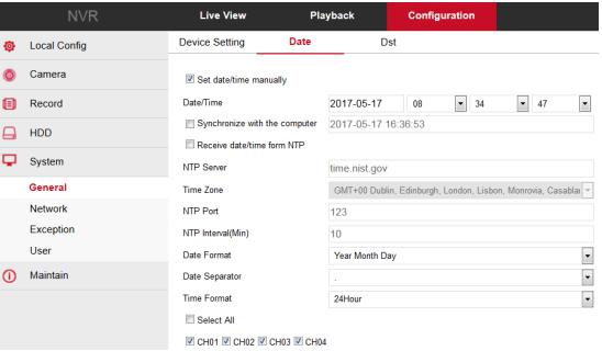 Dst V hlavním rozhraní klikněte na "Configuration System General Dst" pro vstup do rozhraní pro nastavení Dst (nastavení letního času).