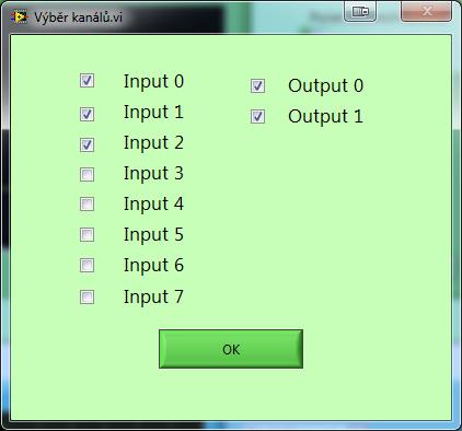dynamicky roztáhne přes celou obrazovku. Platí to i opačně. Dále se budeme zabývat nastavením zvlášť výstupních a zvlášť vstupních kanálů. Obrázek 29: Okno pro výběr aktivních kanálů 5.2.1.