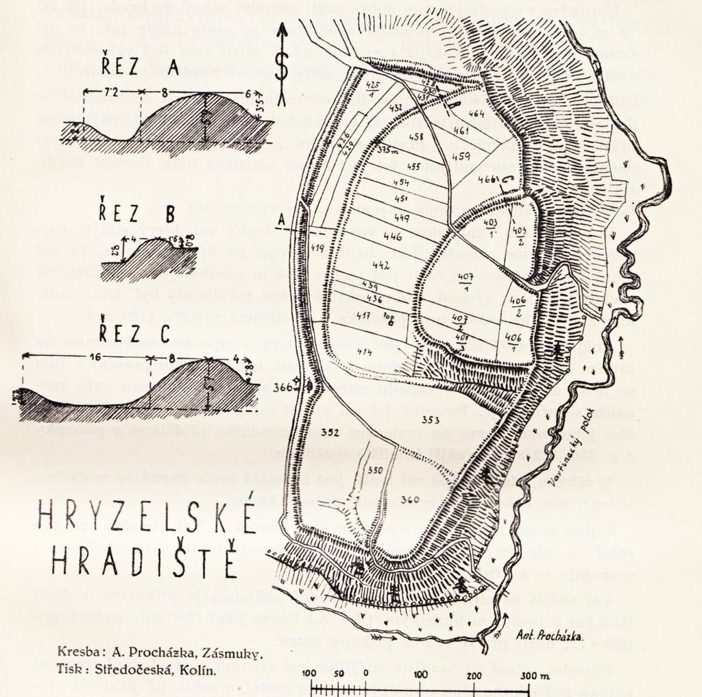 Historický nákres hryzelského