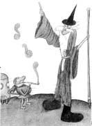 Gandalf. Te chcete říct, že byste se mě rád zbavil a že dobrýtro nebude dobré, dokud nezmizím. Ale vůbec ne, vůbec ne, drahý pane! Počkejme, vždy já ani nevím, jak se jmenujete. Ale ano, drahý pane!