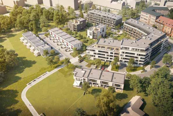 BYDLENÍ BRÂNÍK PROČ? Náročnější požadavky na prostor uspokojí 15 prémiových řadových domů s velkorysými pozemky. Napojení na cyklostezku a další rekreační plochy u Vltavy a jinde v okolí.