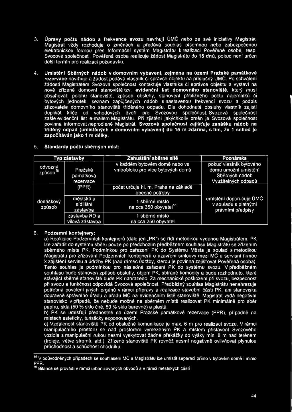 3. Úpravy počtu nádob a frekvence svozu navrhují ÚMČ nebo ze své iniciativy Magistrát.