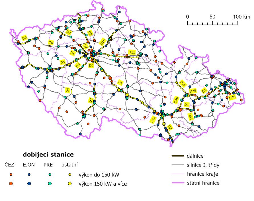 Minimální počet dobíjecích bodů Zohlednění potřeb infrastruktury alternativních paliv v rámci Koncepce dálničních odpočívek Návrh koncepčního řešení rozvoje infrastruktury pro elektromobilitu na