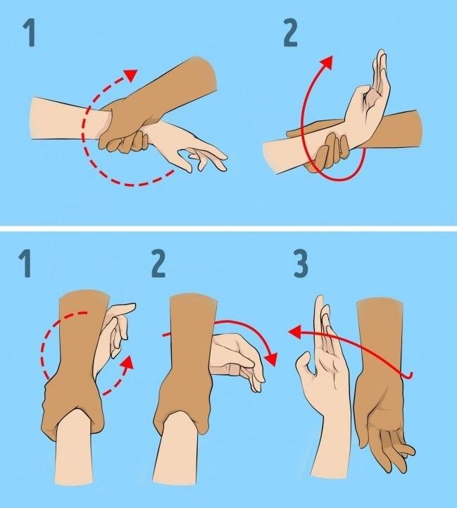 velkou bolest. V případě, že nelze útočníka chytit za ruku, lze úderem ruky nebo prsty zasáhnout útočníka mezi klíční kosti nebo do krčního žlábku.