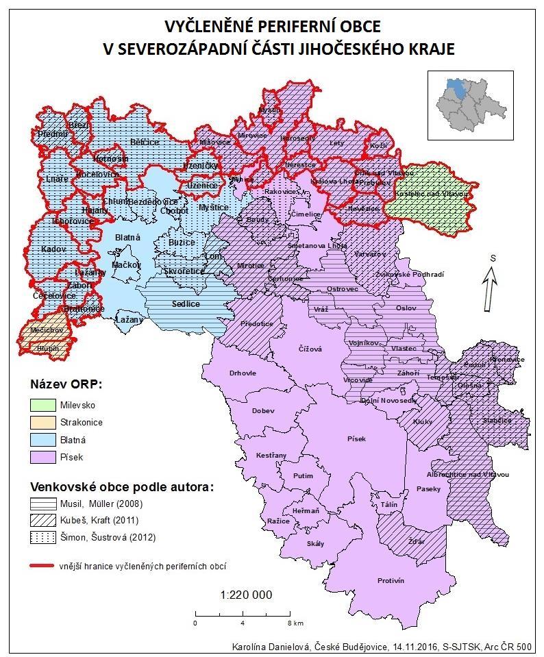Graf 1 - Podíly velikostních kategorií obcí na celkovém počtu obcí v periferní oblasti v SZ části Jihočeského kraje v roce 2015 Velikostní kategorie 7%