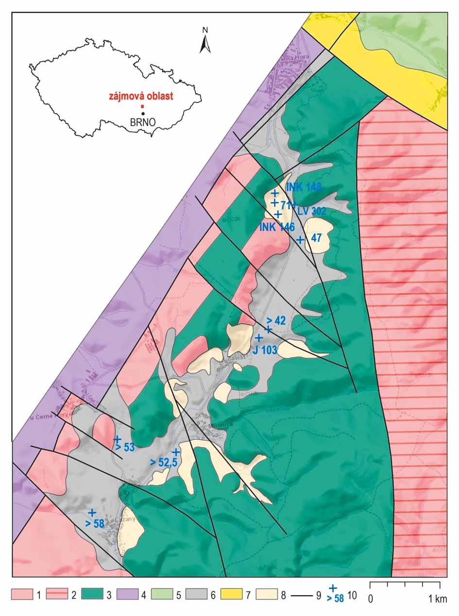 mapované v rámci polygonu Tišnov Lomnice Černá Hora Lipůvka Tišnov byly tehdy řazeny ke spodnímu badenu lanzendorfské série.