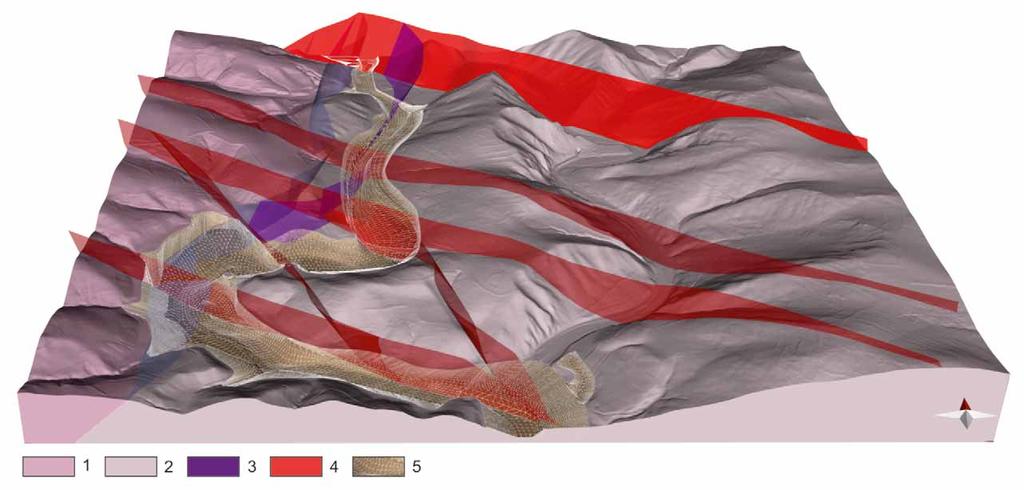 Obr. 5: 3D model paleoúdolí koryta řeky Svratky v úseku mezi obcemi Doubravník a Borač v náhledu od J.
