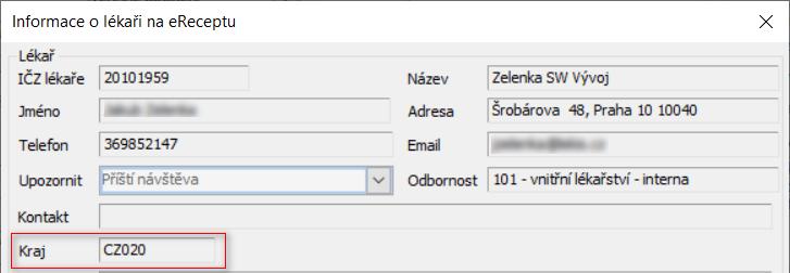 e-recepty s modrým pruhem V informaci o lékaři je vidět nový atribut