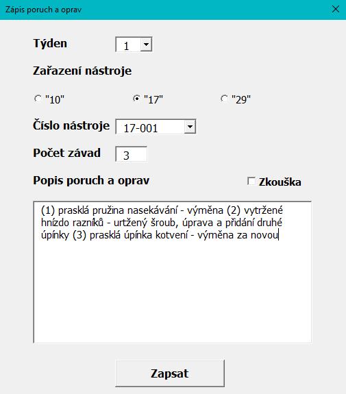 Obrázek 26: Formulář nový zápis (Zdroj: Vlastní zpracování) 3.4.