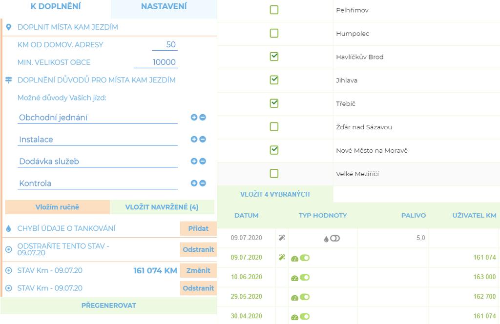 UTB ve Zlíně, Fakulta aplikované informatiky 21 Obr. 2.5 Nastavení před vygenerováním cest v GKJ,vlastní Dle oficiálního ceníku je Aplikace GKJ zpoplatněna 500 Kč za auto na rok bez DPH[5]. 2.3 Porovnání současných řešení Během získávání dat byly vyzkoušeny všechny zkoumané aplikace.