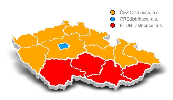 Elektrizační soustava 18 Obr. 2 - Distribuční oblasti ČR [2] Přenosová soustava je v ČR složena z úrovní 220 kv a 400 kv.