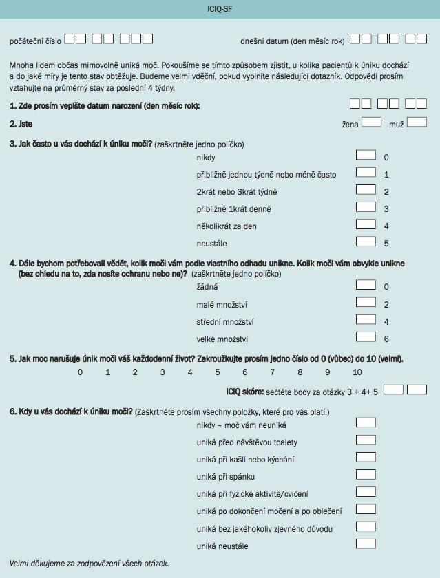 Příloha 1 Zkrácená forma ICIQ