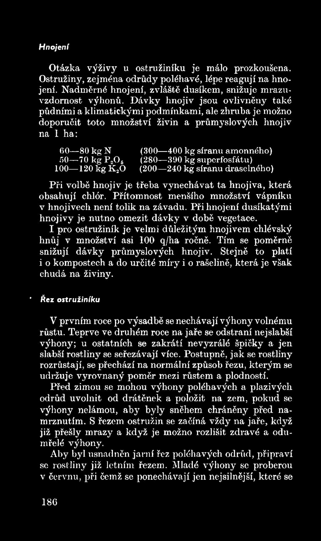 I pro ostružiník je velmi důležitým hnojivém chlévský hnůj v množství asi 100 q/ha ročně. Tím se poměrně snižují dávky průmyslových hnojiv.