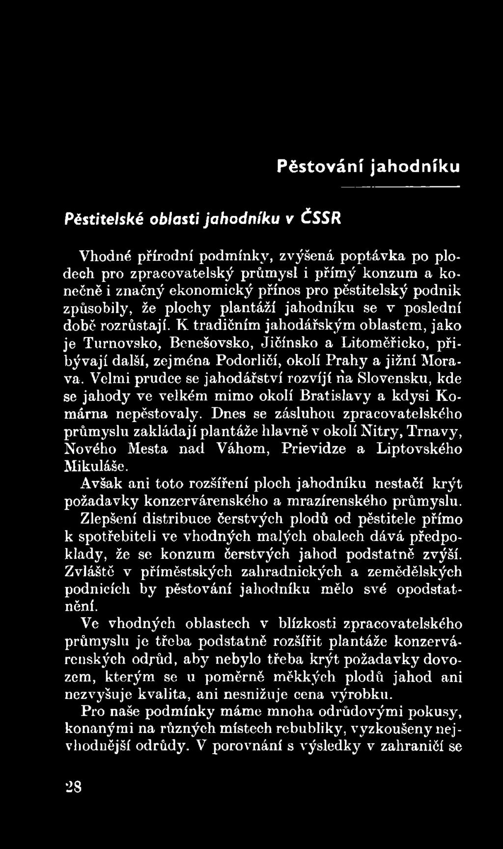 Dnes se zásluhou zpracovatelského průmyslu zakládají plantáže hlavně v okolí Nitry, Trnavy, Nového Města nad Váhom, Prievidze a Liptovského Mikuláše.