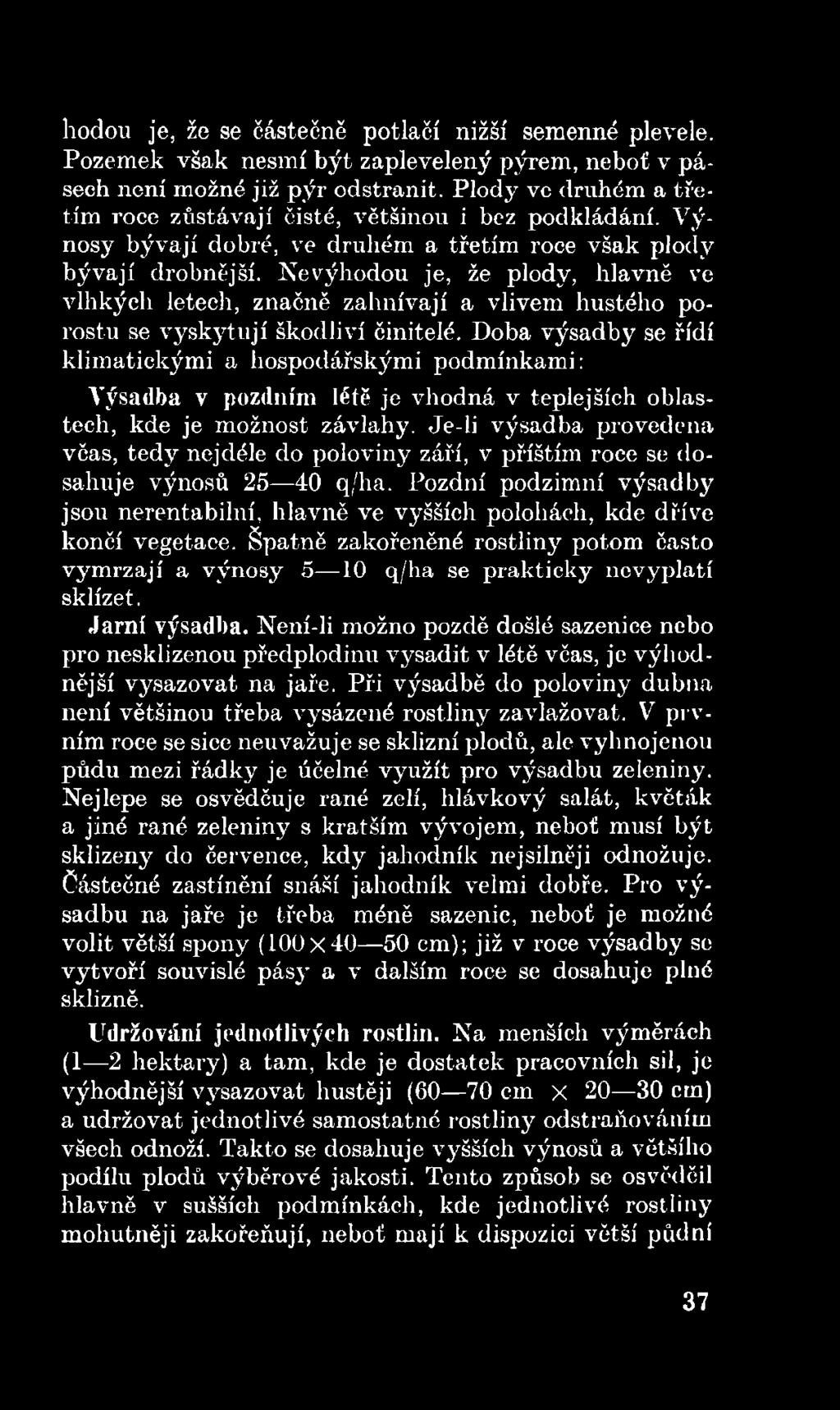 Je-li výsadba provedena včas, tedy nejdéle do poloviny září, v příštím roce se dosahuje výnosů 25 40 q/ha.