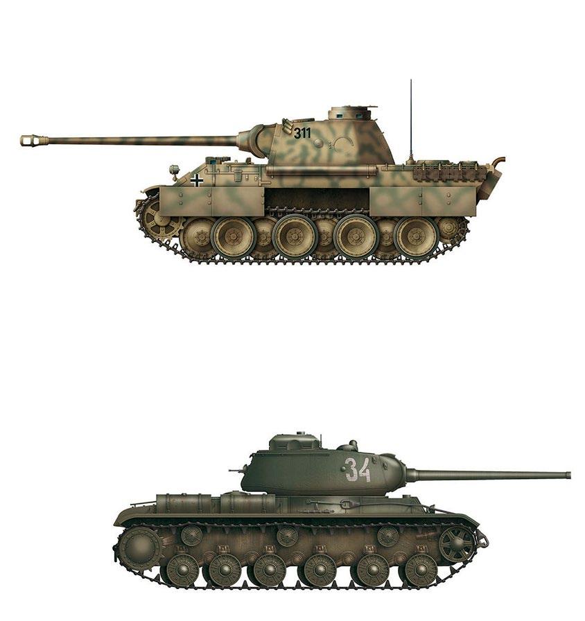 PANTHER VE SROVNÁNÍ 197 PzKpfw V Panther Ausf D zůstal v nasazení až do konce války. Kanón KwK 42 L/70 ráže 7,5 cm tohoto tanku byl na větší vzdálenosti jednoznačně lepší.