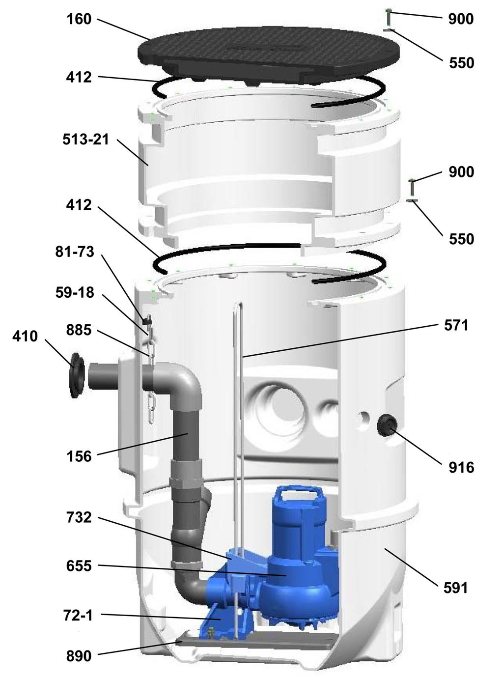 9 Příslušné podklady 9.1.2 200 l, stacionární instalace (provedení s čerpadlem Ama-Porter) 160 412 900 550 513-21 412 81-73 59-18 410 885 900 550 571 156 916 732 655 72-1 591 890 Obr.