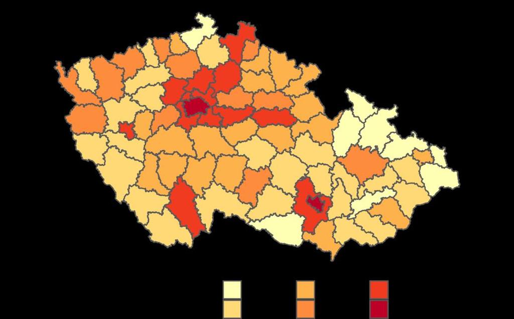 koncentrována do velkých měst především do Prahy, kde na konci roku 2020 žilo 36 % všech Ukrajinců.