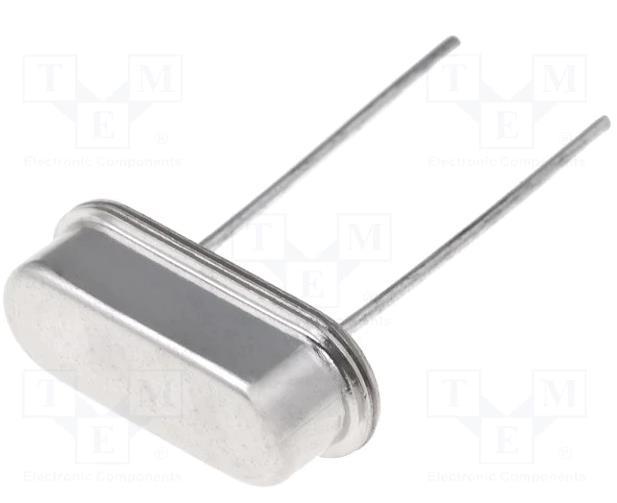 Obrázek 18 THT pouzdro vybraného 8 MHz krystalového rezonátoru [20] Mikrořadič ATMEGA sice umí pracovat až s rychlostí 20 MHz, nicméně při nižším kmitočtu se méně projevuje chyba rezonátoru za cenu