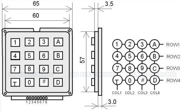 5.9.2 Maticová klávesnice 4x4 Pro intuitivní ovládání a pohyb v menu byla zvolena maticová klávesnice 4x4 o šestnácti klávesách se zapojením uvedeným na obrázku č. 27.