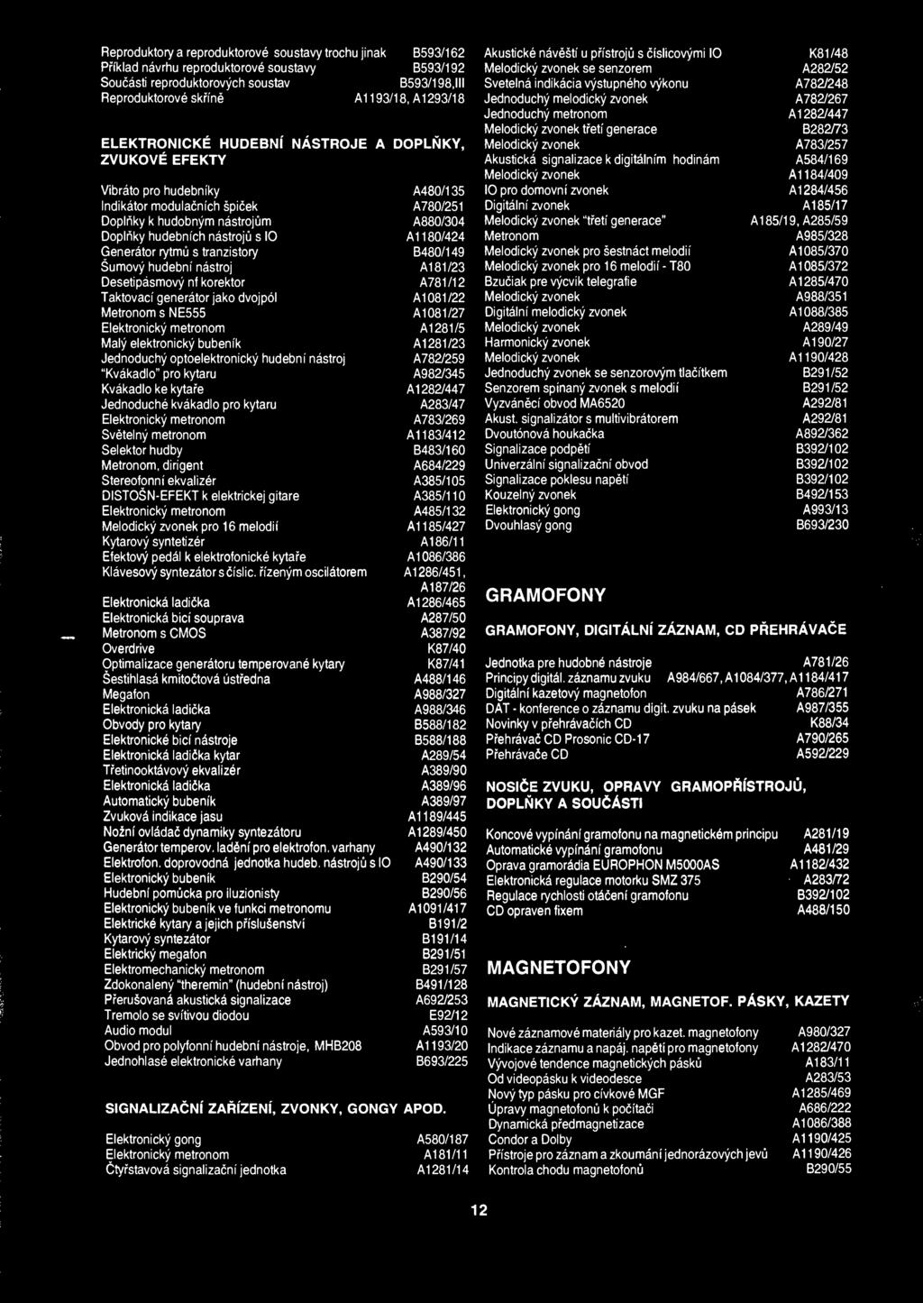 Sumovy hudebni nastroj Desetipasmovy nf korektor Taktovaci generator jako dvojpol Metronom s NE555 Elektronicky metronom Maly elektronicky bubem'k Jednoduchy optoelektronicky hudebni nastroj Kvakadlo