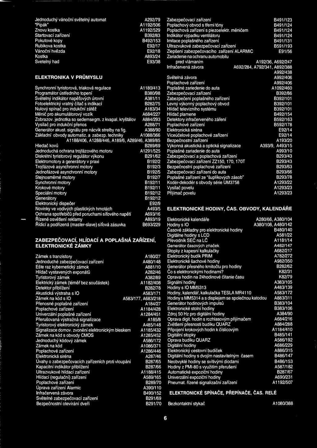 citac s indikaci B282/75 Nulovy spinac pro indukcni zatez A183/34 Menic pro akumulatorovy vozik A684/227 Zobrazov. jednotka so sedemsegm. z kvapal.