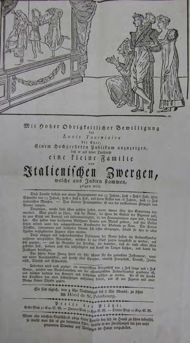 Ilustrace 1: Leták Tournierových "trpaslíků" z roku 1819.