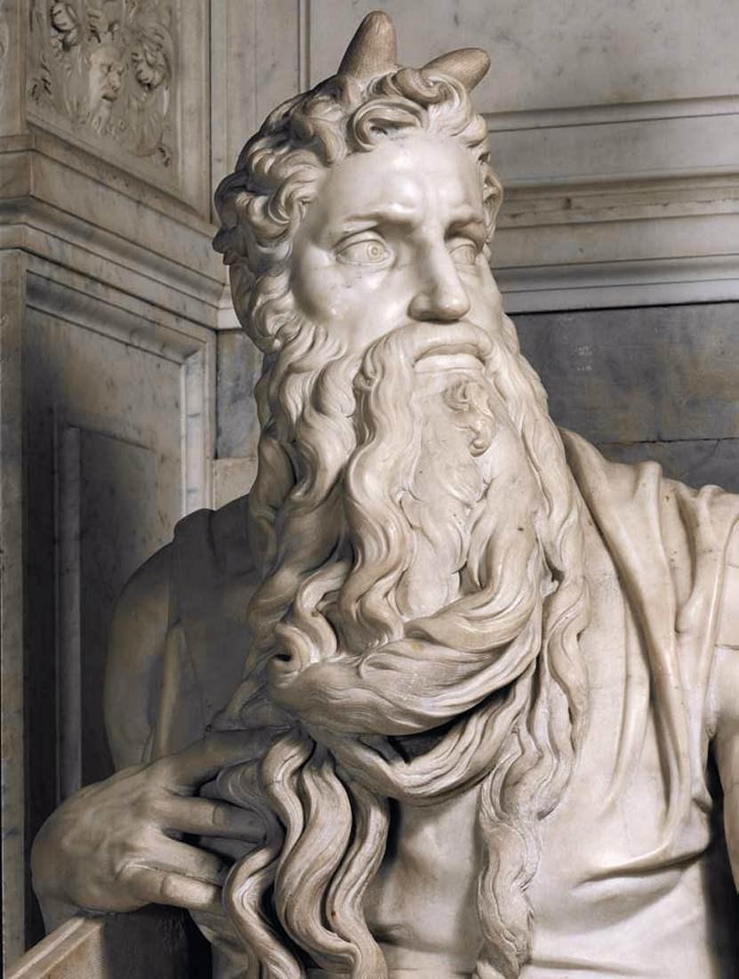 21. Michelangelo Buonarroti: Mojžíš, 1513 1515, detail