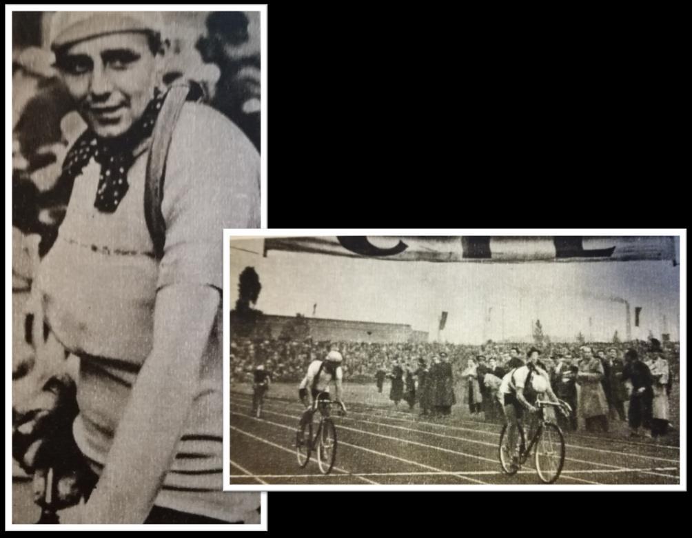 Obr. 25. Na levé fotografii vítěz čtvrtého ročníku závodu, Dán Kai Allan Olsen. Na pravé fotografii finišuje Vlastimil Růžička do cíle etapy v Ostravě, za ním jako druhý, dojíždí Jan Veselý.