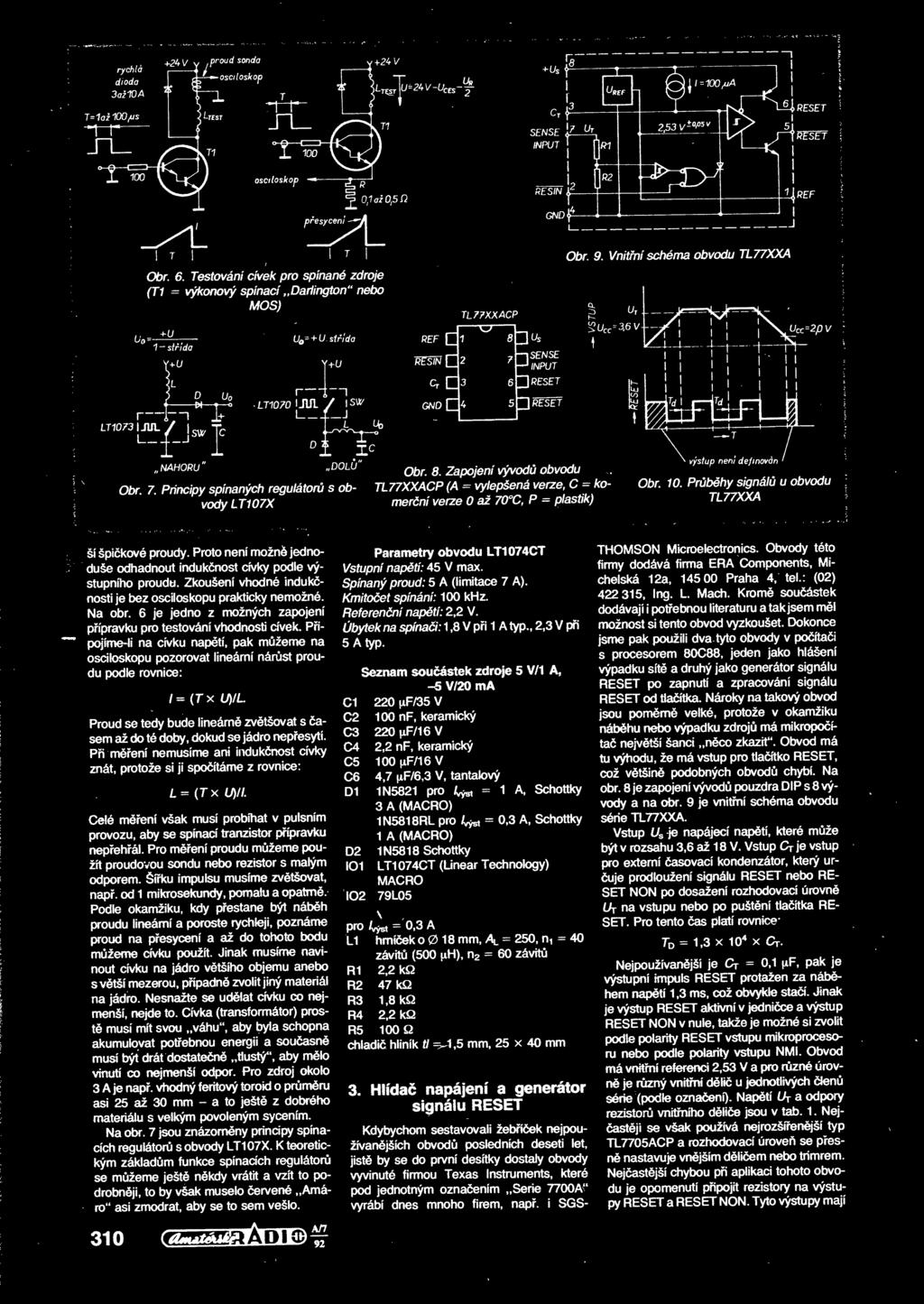 SENSE J INPUT 6 RESET 5 Preset DOLU" Obr. 8. Zapojeni vyvodu obvodu Obr. 7.
