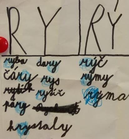 Aby bylo procvičování efektivnější a všichni žáci si zopakovali všechny slabiky, doporučuji metodu OBÍHAJÍCÍ FLIPY, kdy skupiny začnou pracovat na svém archu, napíší např.