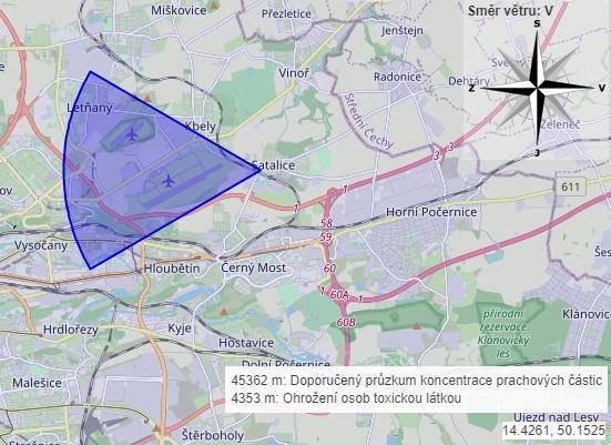 Obr. 19 Grafický výstup pro scénář 2, zdroj: TEREX Výseč na mapovém podkladu se znatelně liší oproti prvnímu scénáři.