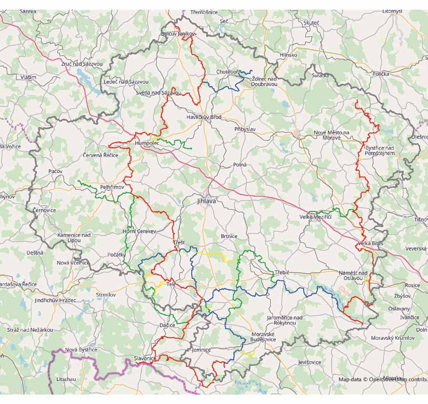 31 Na Vysočině je 864 km dlouhá síť hipotras 25 26 30 15 20 21 28 27 32 23 24 22 35 34 37 33 36 Procházejí napříč krajem převážně po lesních a polních