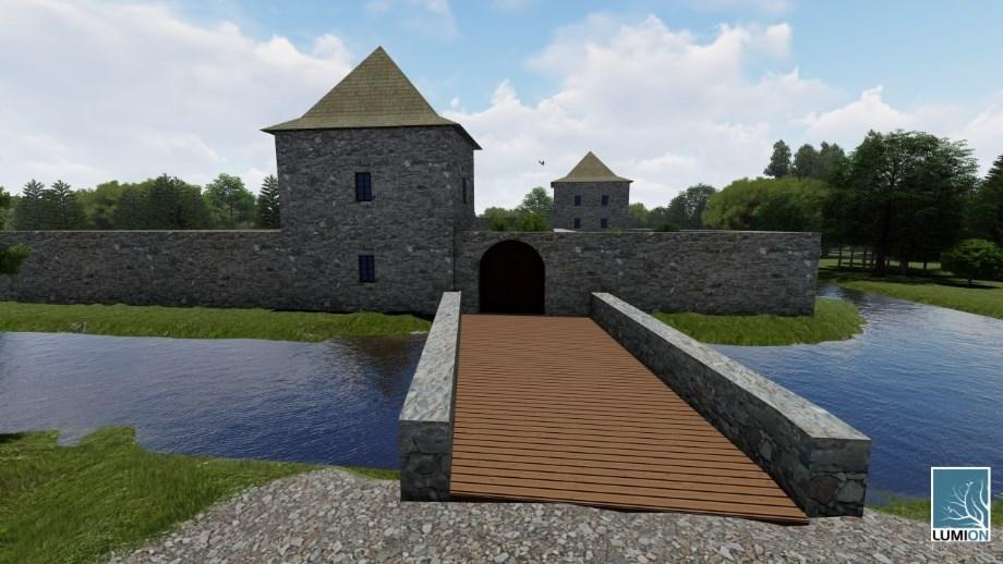 historický průzkum (2020)  2 Jižní pohled na 3D model loveckého dvorce