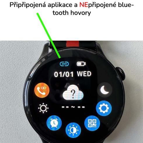3) Nastavení Bluetooth hovorů Některé modely mobilních telefonů po spárování hodinek v aplikaci automaticky připojí reproduktor i mikrofon v hodinkách, proto tento krok není potřeba.