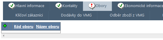 Informace v jednotlivých záložkách můžete editovat pomocí symbolu tužky (nebo symbolu zeleného +), kdy se otevře editační formulář.