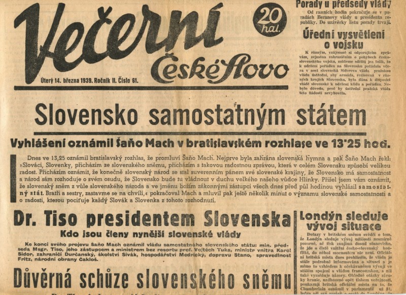 Úkol 5 Kdy byl vydán Výnos č. 75/1939 Sb. o zřízení Protektorátu Čechy a Morava? 1 14.