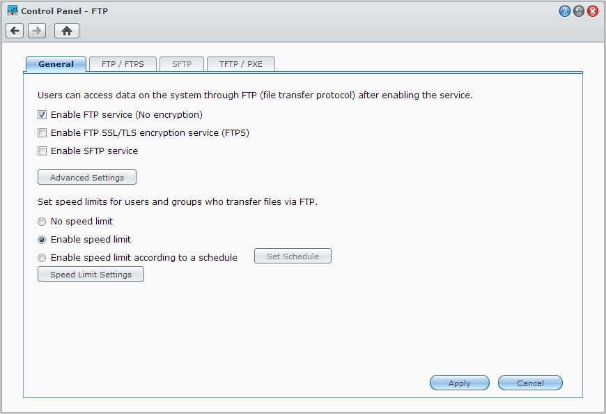 Uživatelská příručka pro produkt Synology NAS Přístup k souborům přes FTP Pokud je zařízení Synology NAS přístupný přes Internet, můžete pomocí aplikace FTP získat přístup ke sdíleným složkám.