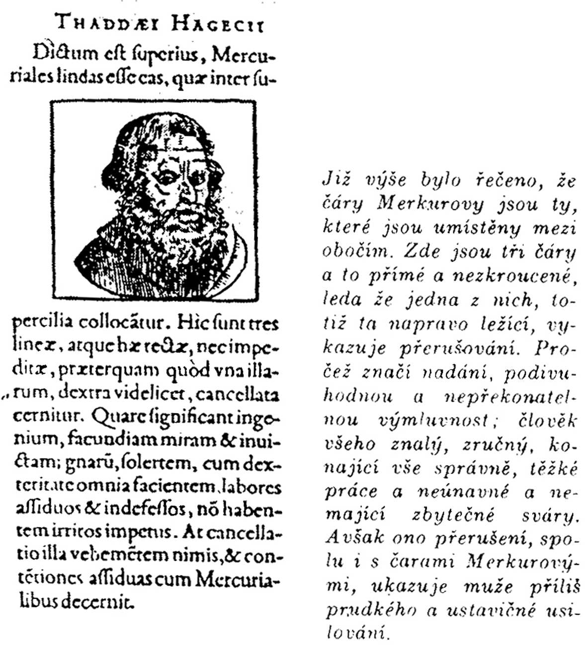Stránka z edice Hájkovy Metoposkopie (ed. J.