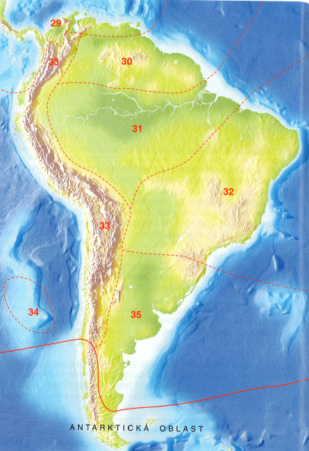 Venezuelsko-guyanská podoblast 31 Amazonská podoblast 32 Brazilská podoblast 33