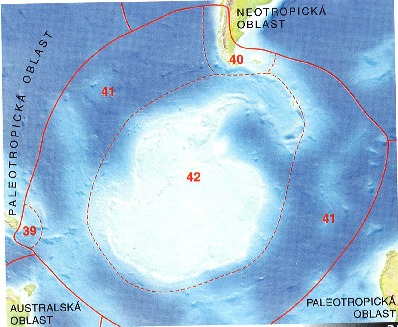 Antarktická oblast (Antarctis) Antarktická oblast (Antarctis) 39 - Aucklandská podoblast 40 Patagonská